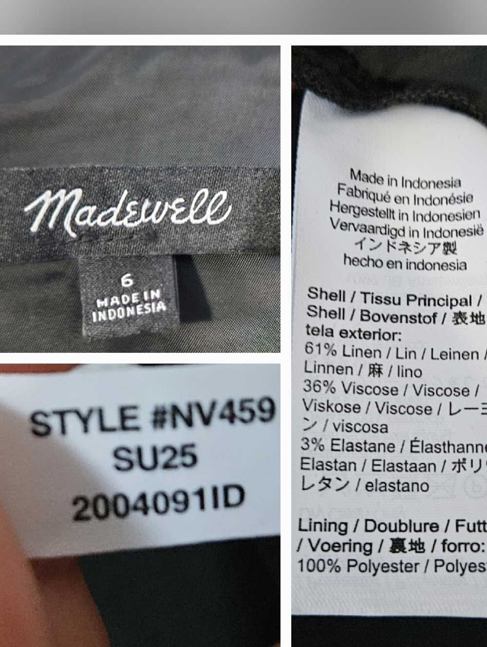 Madewell Squareneck Smocked Linen Mini Skort Romper In Jet Black - Picture 6 of 11